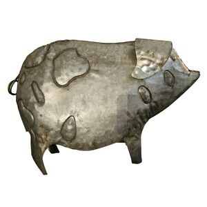 Rustic Galvanized Metal Pig Farmhouse Decor‎ Country Hog Sculpture